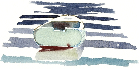 boat, akvarel - Watercolor by Frits Ahlefeldt Bornholm Coast path