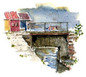 bro, nexo, akvarel - Watercolor by Frits Ahlefeldt Bornholm Coast path